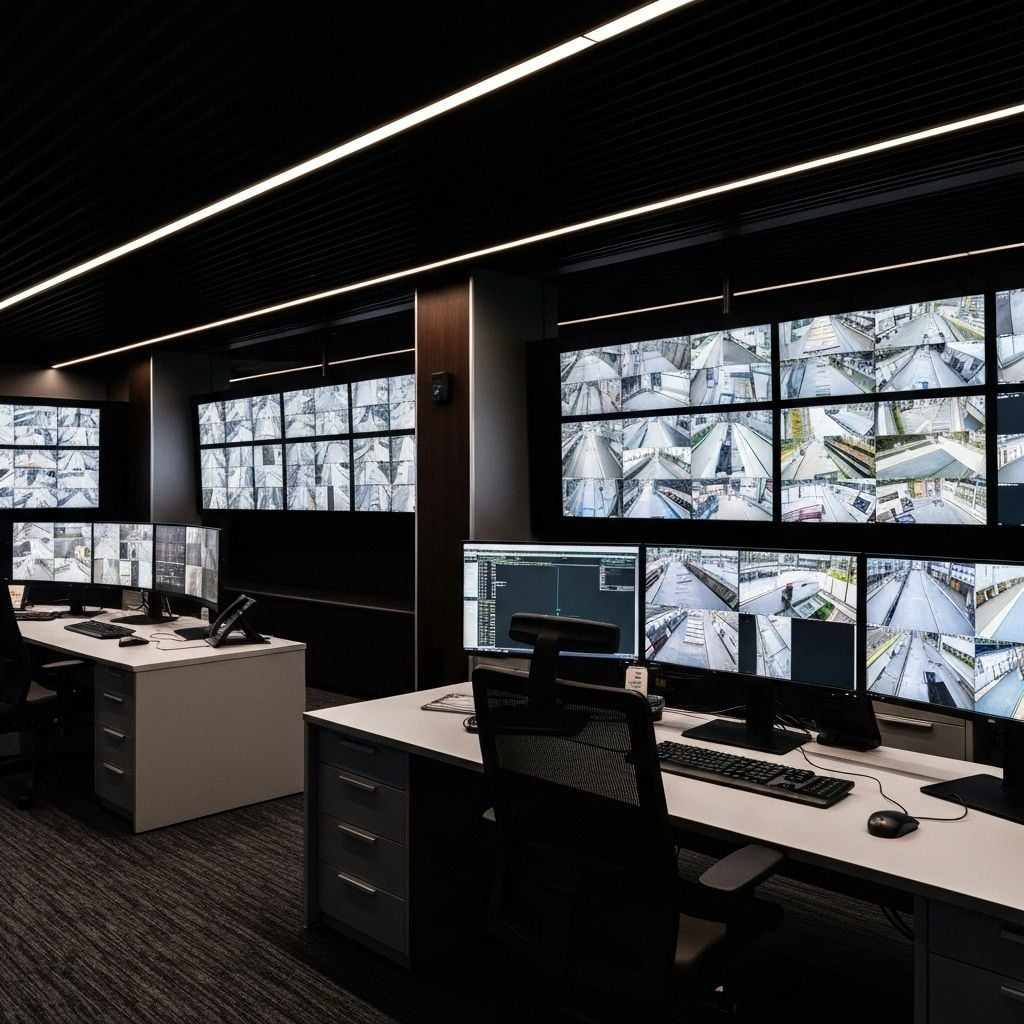 Professional security monitoring control room